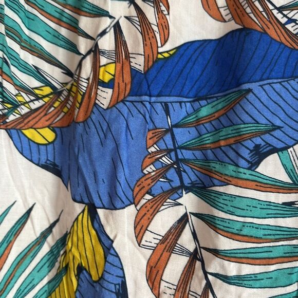 The Sang 2 piece tropical wrap top and wide leg pants Colorful Leaf Print resort - Picture 10 of 16